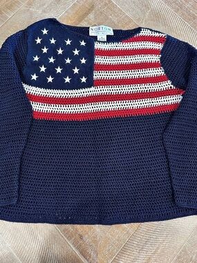 Norton Studio Vintage Open Knit American Flag Sweater American Flag Knit Sweater